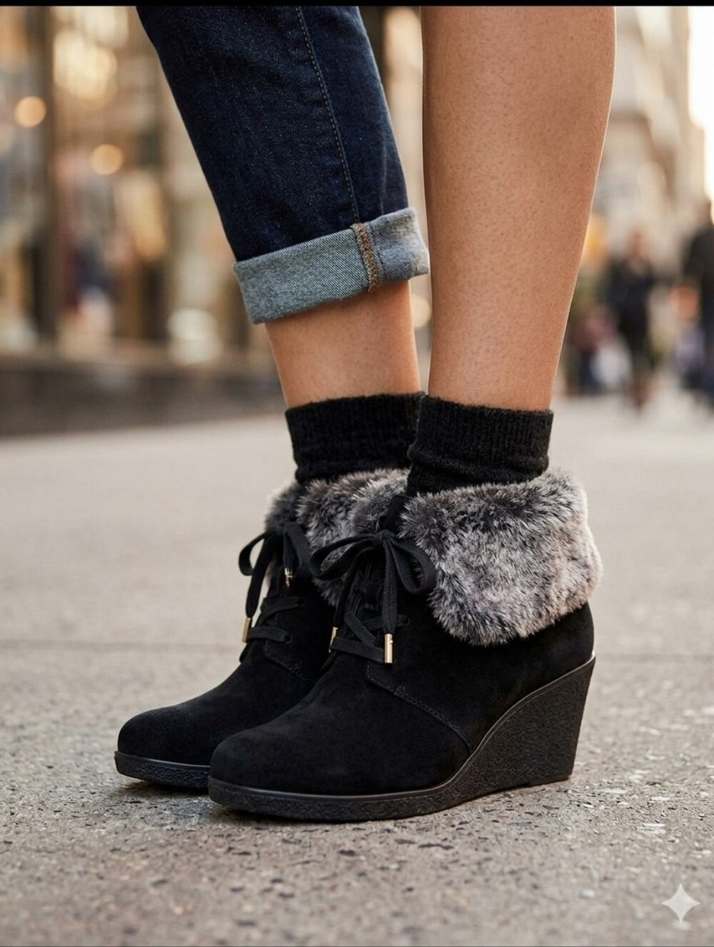 COLE HAAN Coralie Waterproof Wedge Ankle Boots Black | 8.5